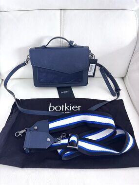 NWT Botkier Cobble Hill Medium Leather & Suede Crossbody in Winter Navy